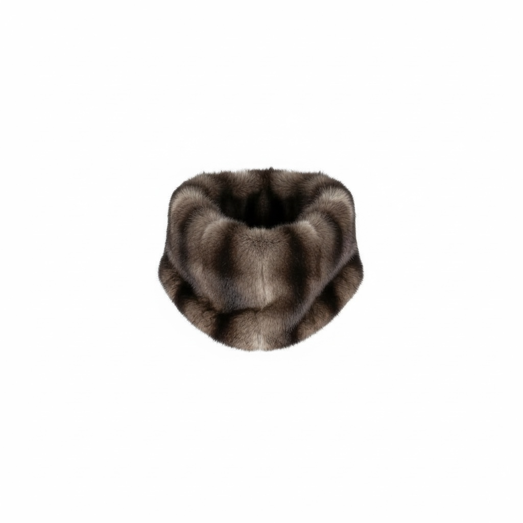 PLASTRON ECO-FOURRURE VISON GRIS/NOIR COURT 🇫🇷