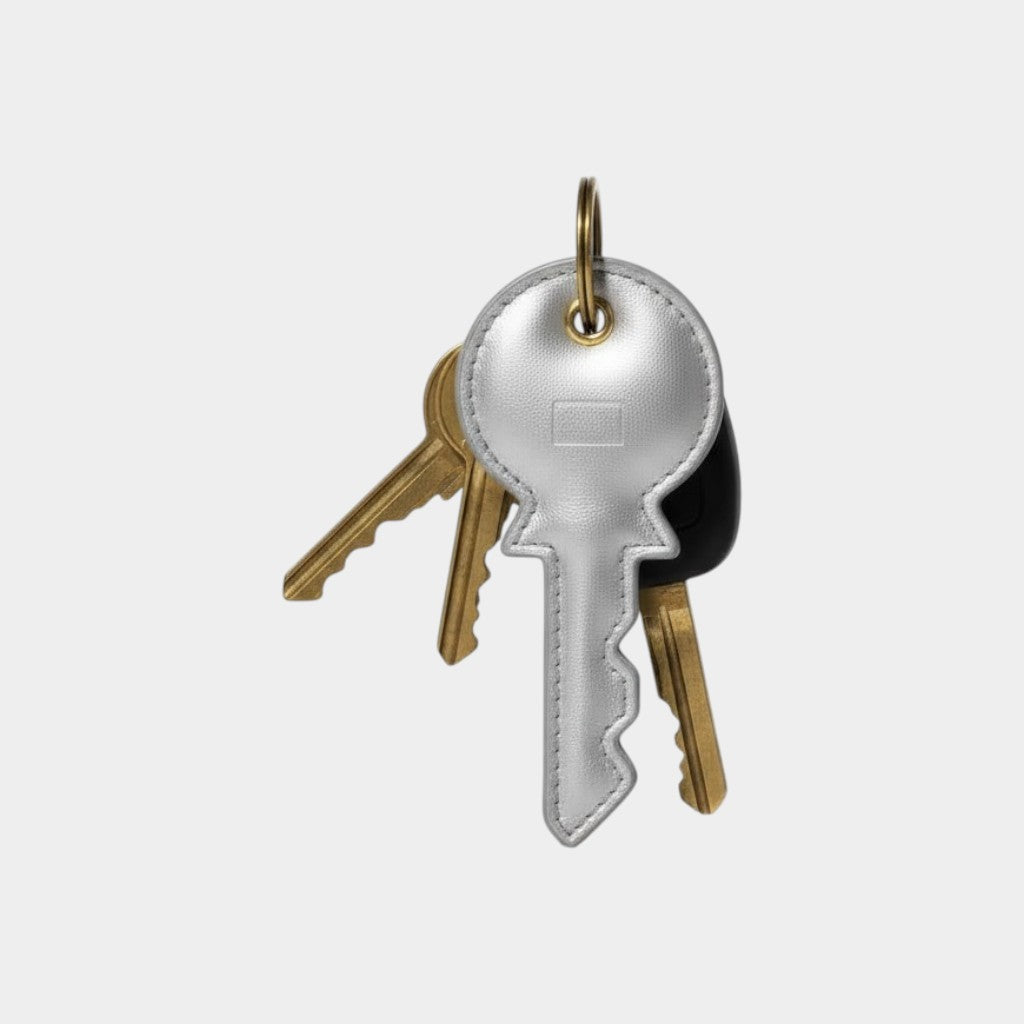 PORTE-CLÉS « KEY » CUIR ARGENT
