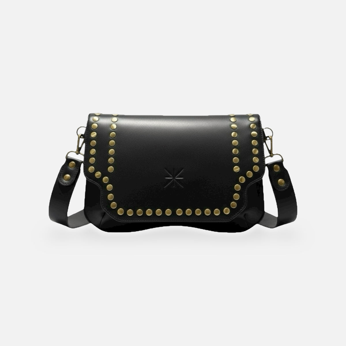 Sac Baby Double Sidia en cuir noir clouté, vue de face