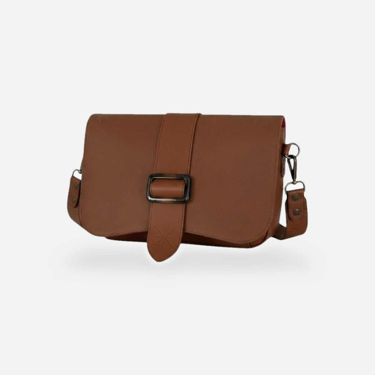 Sac baby double thara marron glaçé, autre vue sur fond gris clair