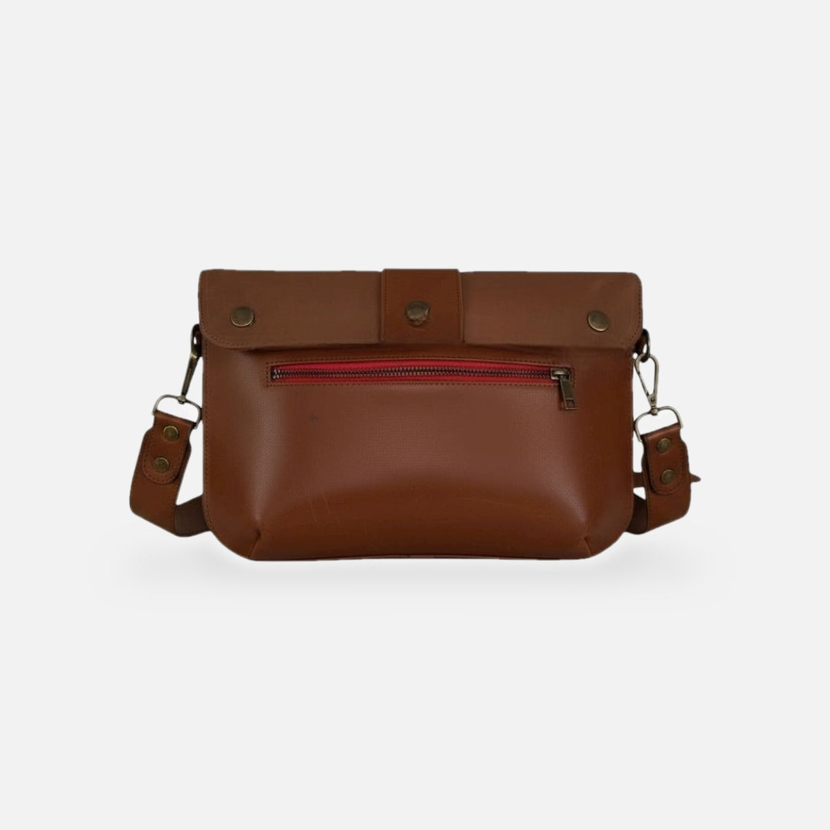 Sac baby double thara marron glaçé, autre vue sur fond gris clair