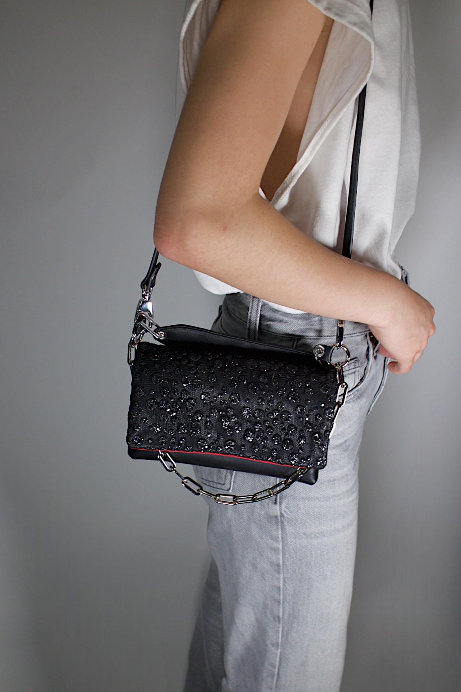 SAC GEMMA CUIR NOIR - FINITION ARGENT